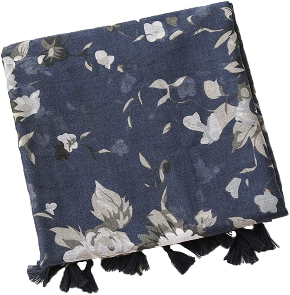 Yeieeo Boho Scarf for Women Lightweight Floral Printed Scarf Fall Winter Fashion Fringed Shawl Apparel & Accessories > Clothing Accessories > Scarves & Shawls Yeieeo   