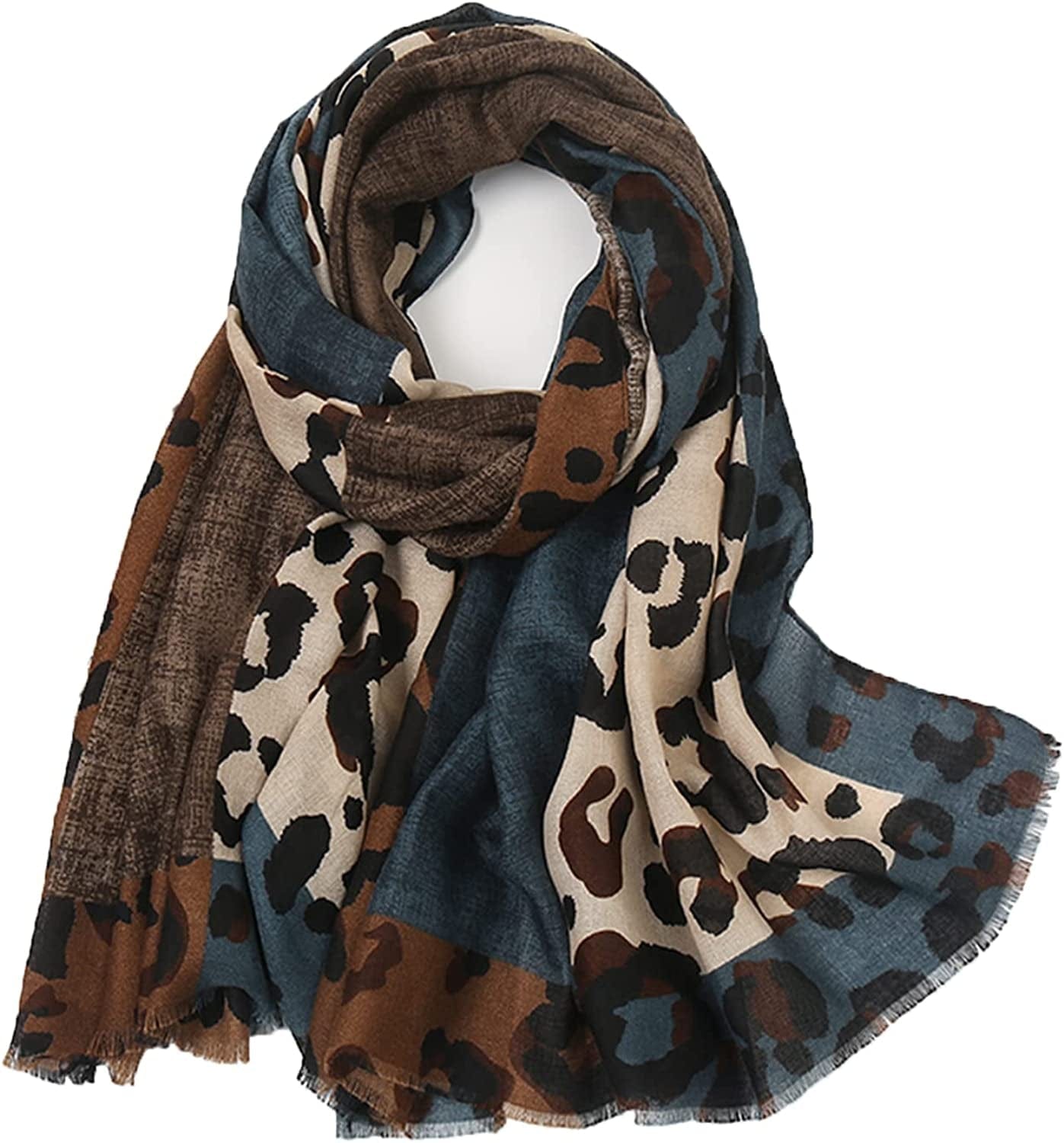 Yeieeo Boho Scarf for Women Lightweight Floral Printed Scarf Fall Winter Fashion Fringed Shawl Apparel & Accessories > Clothing Accessories > Scarves & Shawls Yeieeo Leopard 2  