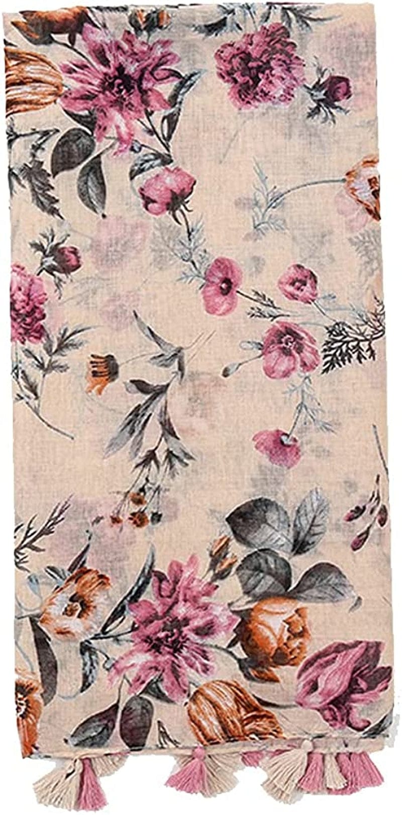 Yeieeo Boho Scarf for Women Lightweight Floral Printed Scarf Fall Winter Fashion Fringed Shawl Apparel & Accessories > Clothing Accessories > Scarves & Shawls Yeieeo   