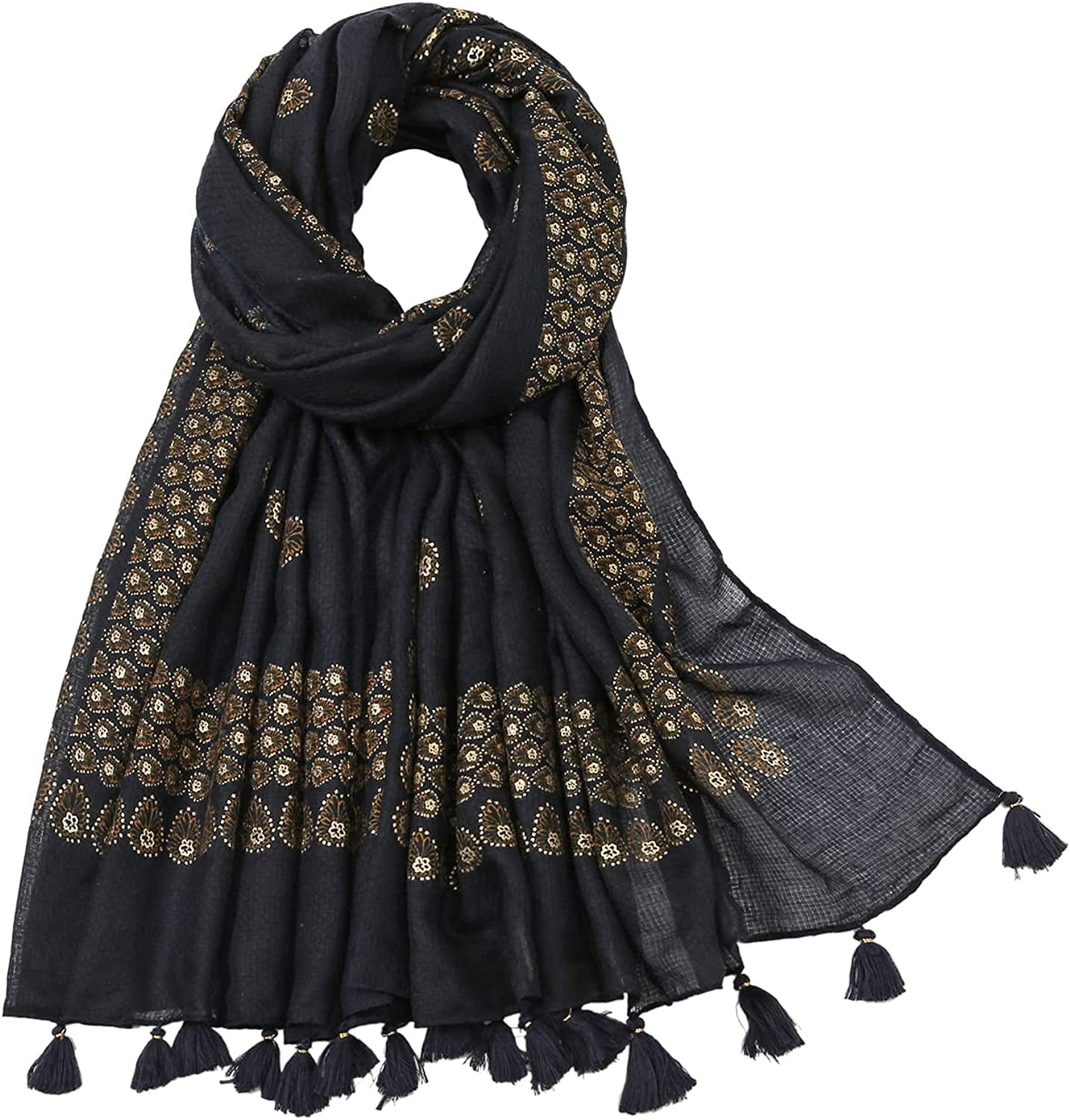 Yeieeo Boho Scarf for Women Lightweight Floral Printed Scarf Fall Winter Fashion Fringed Shawl Apparel & Accessories > Clothing Accessories > Scarves & Shawls Yeieeo Floral 16  