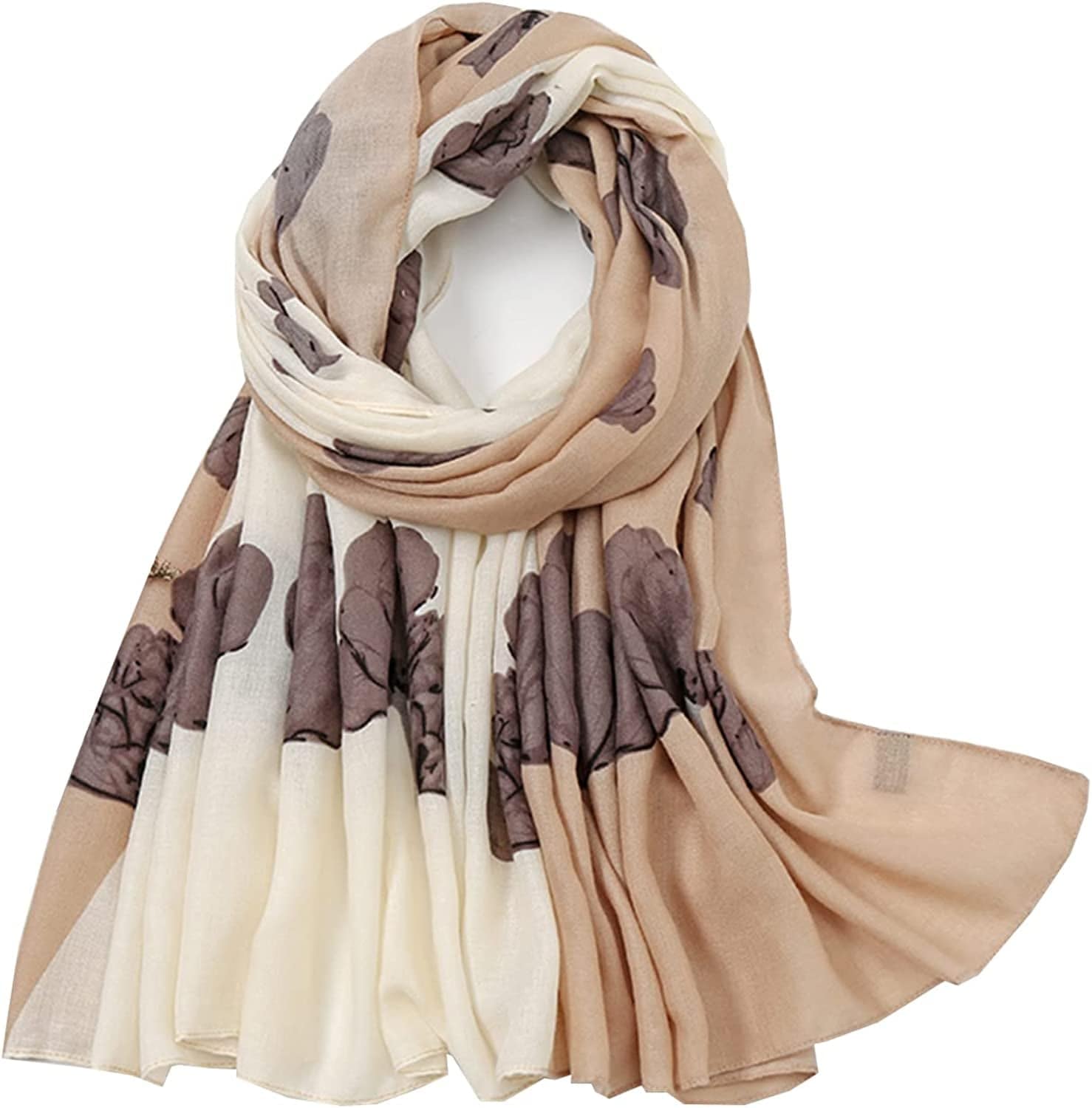 Yeieeo Boho Scarf for Women Lightweight Floral Printed Scarf Fall Winter Fashion Fringed Shawl Apparel & Accessories > Clothing Accessories > Scarves & Shawls Yeieeo Floral 21  
