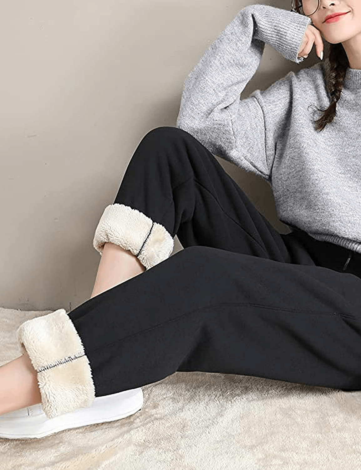 Yeokou Women'S Warm Sherpa Lined Athletic Sweatpants Jogger Fleece Pants Apparel & Accessories > Clothing > Activewear Kylie Max   