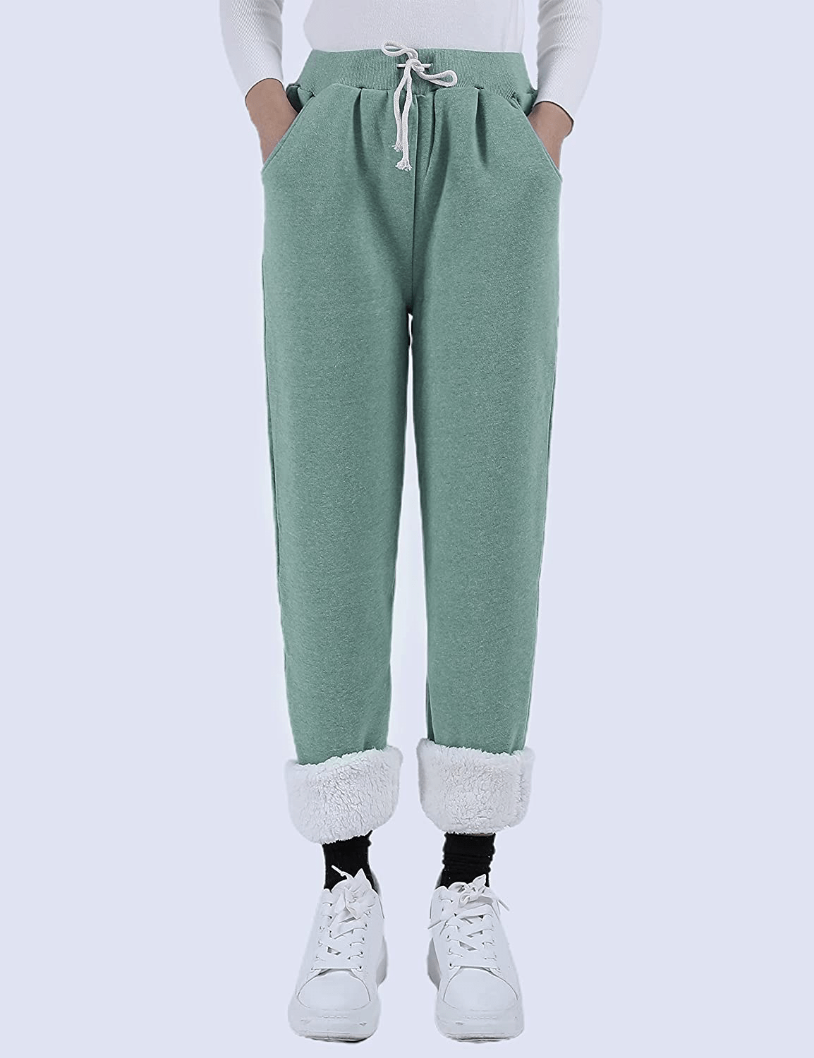Yeokou Women'S Warm Sherpa Lined Athletic Sweatpants Jogger Fleece Pants Apparel & Accessories > Clothing > Activewear Kylie Max   