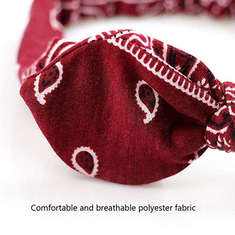 Yeshan Boho Bow Headbands for Women Vintage Paisley Bandana Flower Printed Hairband Elastic Rabbit Ear Head Wrap Cute Hair Accessories,Pack of 6 Apparel & Accessories > Clothing Accessories > Bandanas & Headties Yeshan   