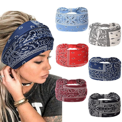 Yeshan Wide Bandana Headbands for Women Boho Bandeau Headbands Knot Hair Scarf Bands Stretch Floral Printed Non Slip Headbands Elastic Turban Head Wraps Thick African Headbands,Pack of 6 Apparel & Accessories > Clothing Accessories > Bandanas & Headties Yeshan No10(new paisley colors 6 pcs)  