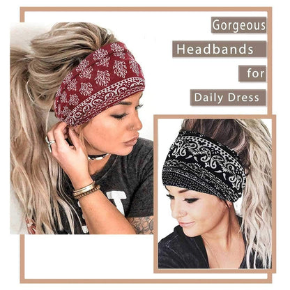 Yeshan Wide Bandana Headbands for Women Boho Bandeau Headbands Knot Hair Scarf Bands Stretch Floral Printed Non Slip Headbands Elastic Turban Head Wraps Thick African Headbands,Pack of 6 Apparel & Accessories > Clothing Accessories > Bandanas & Headties Yeshan   