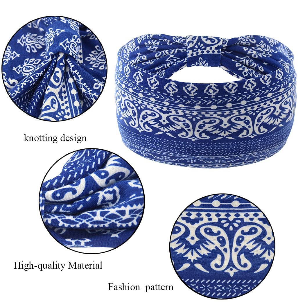 Yeshan Wide Bandana Headbands for Women Boho Bandeau Headbands Knot Hair Scarf Bands Stretch Floral Printed Non Slip Headbands Elastic Turban Head Wraps Thick African Headbands,Pack of 6 Apparel & Accessories > Clothing Accessories > Bandanas & Headties Yeshan   