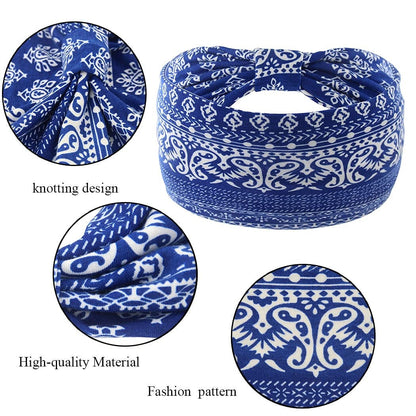 Yeshan Wide Bandana Headbands for Women Boho Bandeau Headbands Knot Hair Scarf Bands Stretch Floral Printed Non Slip Headbands Elastic Turban Head Wraps Thick African Headbands,Pack of 6 Apparel & Accessories > Clothing Accessories > Bandanas & Headties Yeshan   