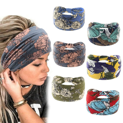 Yeshan Wide Bandana Headbands for Women Boho Bandeau Headbands Knot Hair Scarf Bands Stretch Floral Printed Non Slip Headbands Elastic Turban Head Wraps Thick African Headbands,Pack of 6 Apparel & Accessories > Clothing Accessories > Bandanas & Headties Yeshan No1(flower 6 pcs)  