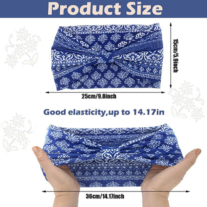 Yeshan Wide Bandana Headbands for Women Boho Bandeau Headbands Knot Hair Scarf Bands Stretch Floral Printed Non Slip Headbands Elastic Turban Head Wraps Thick African Headbands,Pack of 6 Apparel & Accessories > Clothing Accessories > Bandanas & Headties Yeshan   