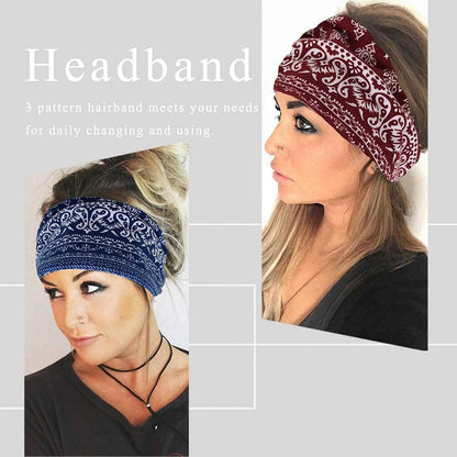 Yeshan Wide Bandana Headbands for Women Boho Bandeau Headbands Knot Hair Scarf Bands Stretch Floral Printed Non Slip Headbands Elastic Turban Head Wraps Thick African Headbands,Pack of 6 Apparel & Accessories > Clothing Accessories > Bandanas & Headties Yeshan   