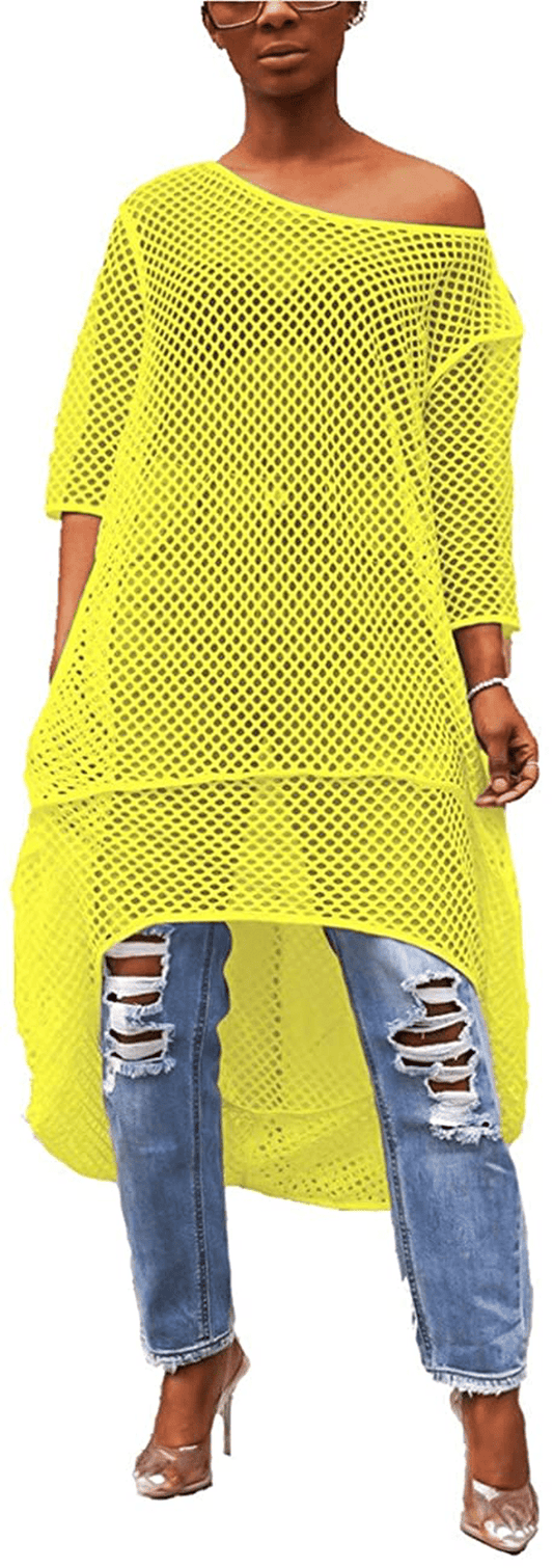 Yeshire Womens Short Sleeve Cover up Crochet Lace Midi Bikini Swimsuit Dress Apparel & Accessories > Clothing > Swimwear Kylie Max   