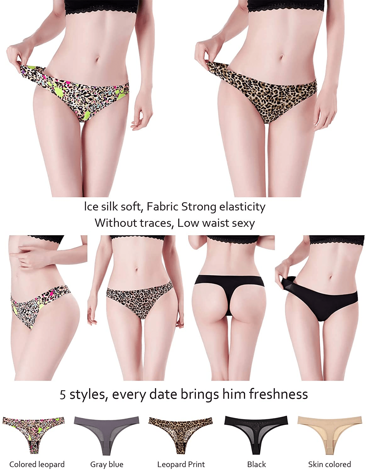 YESUBELU Seamless Underwear Women Half Back Coverage Bikini Sets for Women 4-Pack Apparel & Accessories > Clothing > Underwear & Socks > Underwear YESUBELU   