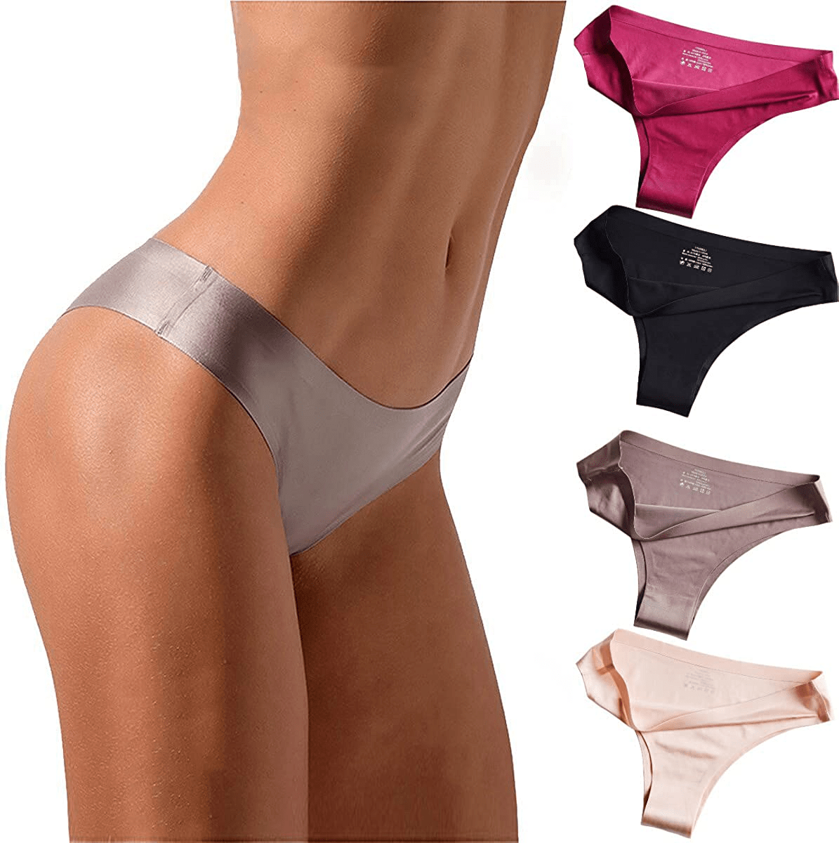 YESUBELU Seamless Underwear Women Half Back Coverage Bikini Sets for Women 4-Pack Apparel & Accessories > Clothing > Underwear & Socks > Underwear YESUBELU Seamless --4 Pack Medium 