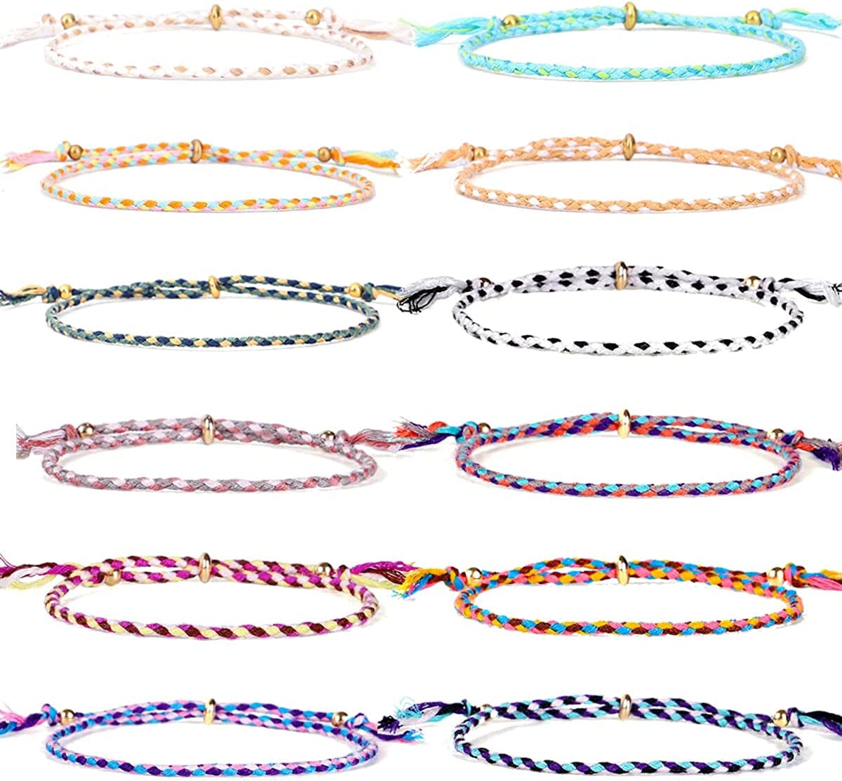 Yfstyle 12Pcs Summer Beach Surfer Wave Bracelets Adjustable Handmade Waterproof Braided String Beaded Anklets Starfish Turtle Infinity Ankle Bracelet for Women Girls Boho Jewelry for Summer-B Apparel & Accessories > Jewelry > Bracelets yfstyle Colorful  