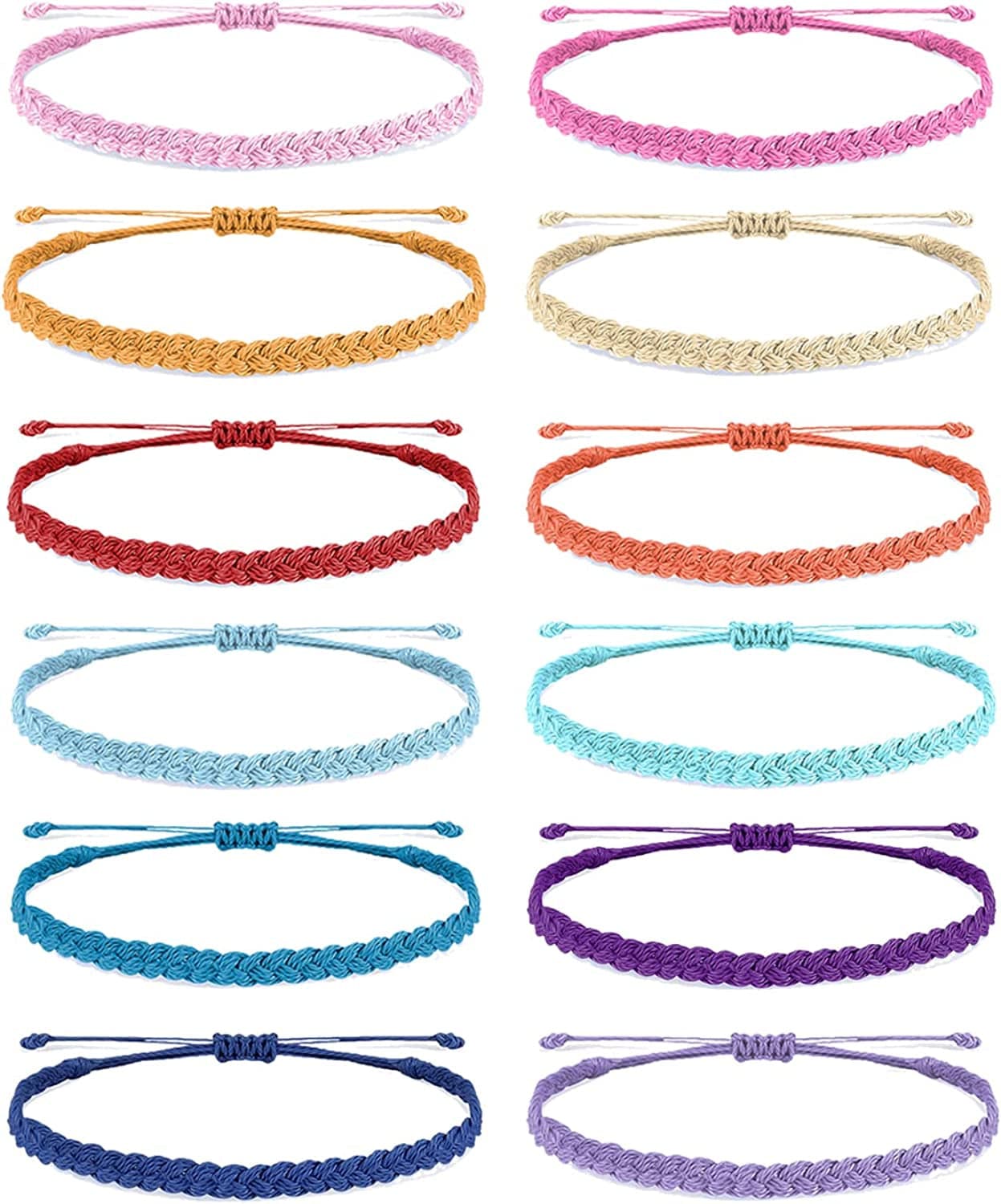 Yfstyle 12Pcs Summer Beach Surfer Wave Bracelets Adjustable Handmade Waterproof Braided String Beaded Anklets Starfish Turtle Infinity Ankle Bracelet for Women Girls Boho Jewelry for Summer-B Apparel & Accessories > Jewelry > Bracelets yfstyle 12 mixed color  