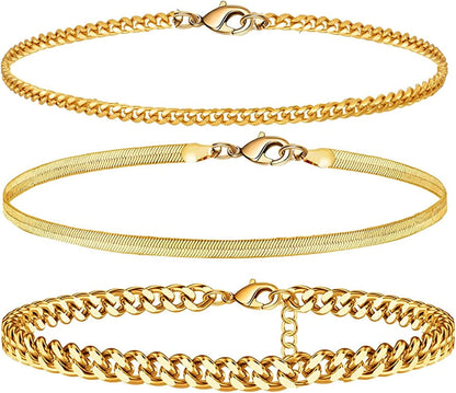 Yfstyle 3PCS Butterfly Ankle Bracelet for Women Girls Charms Butterfly Ankle Rhinestone Anklets Bulk Adjustable Layered Braided Chain Anklet for Summer Beach Apparel & Accessories > Jewelry > Anklets yfstyle snake chain  