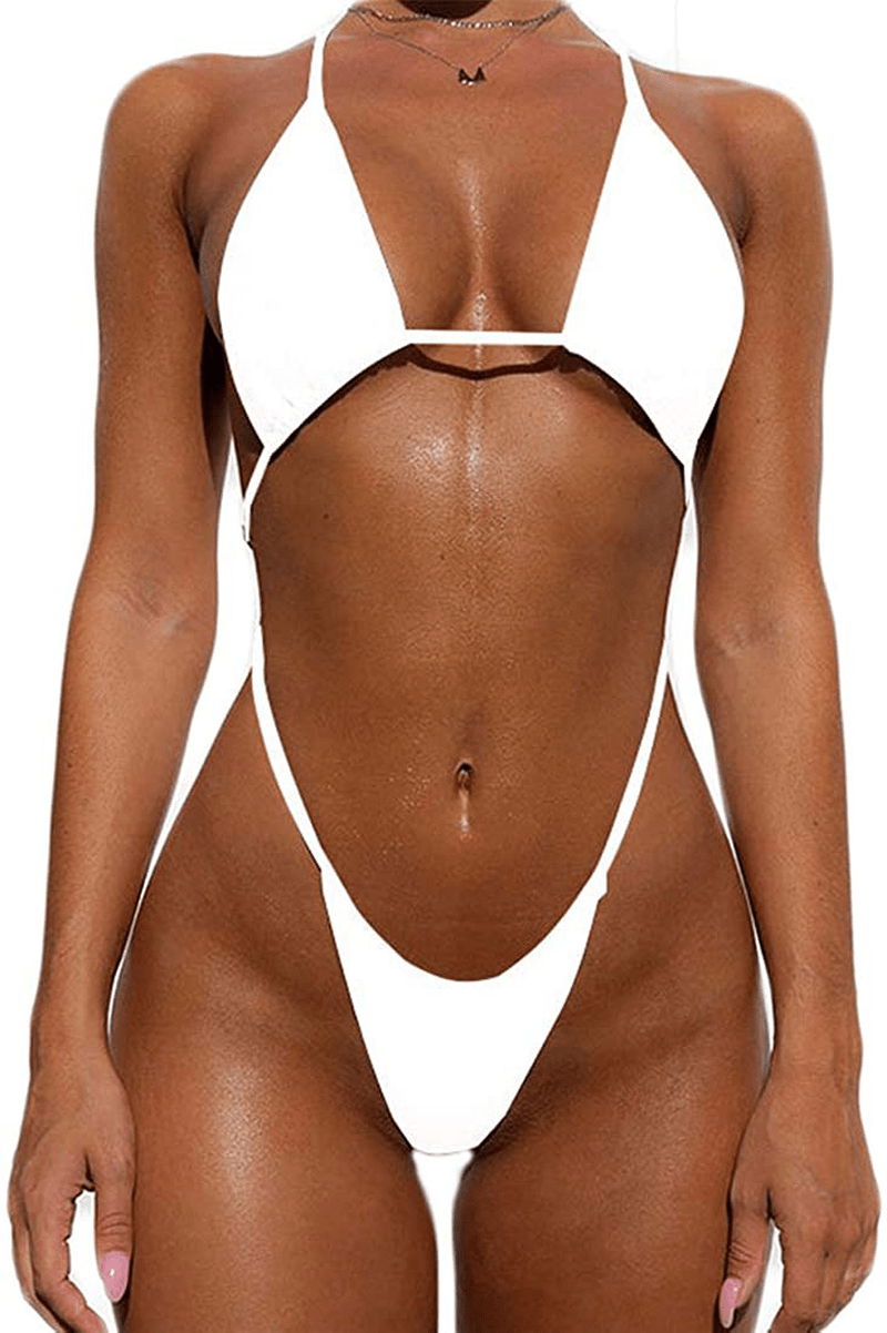 YIMISAN Women'S Sexy One Piece Sling Bikini High Cut Cheeky Swimsuit Thong Bathing Suits Apparel & Accessories > Clothing > Swimwear Kylie Max   