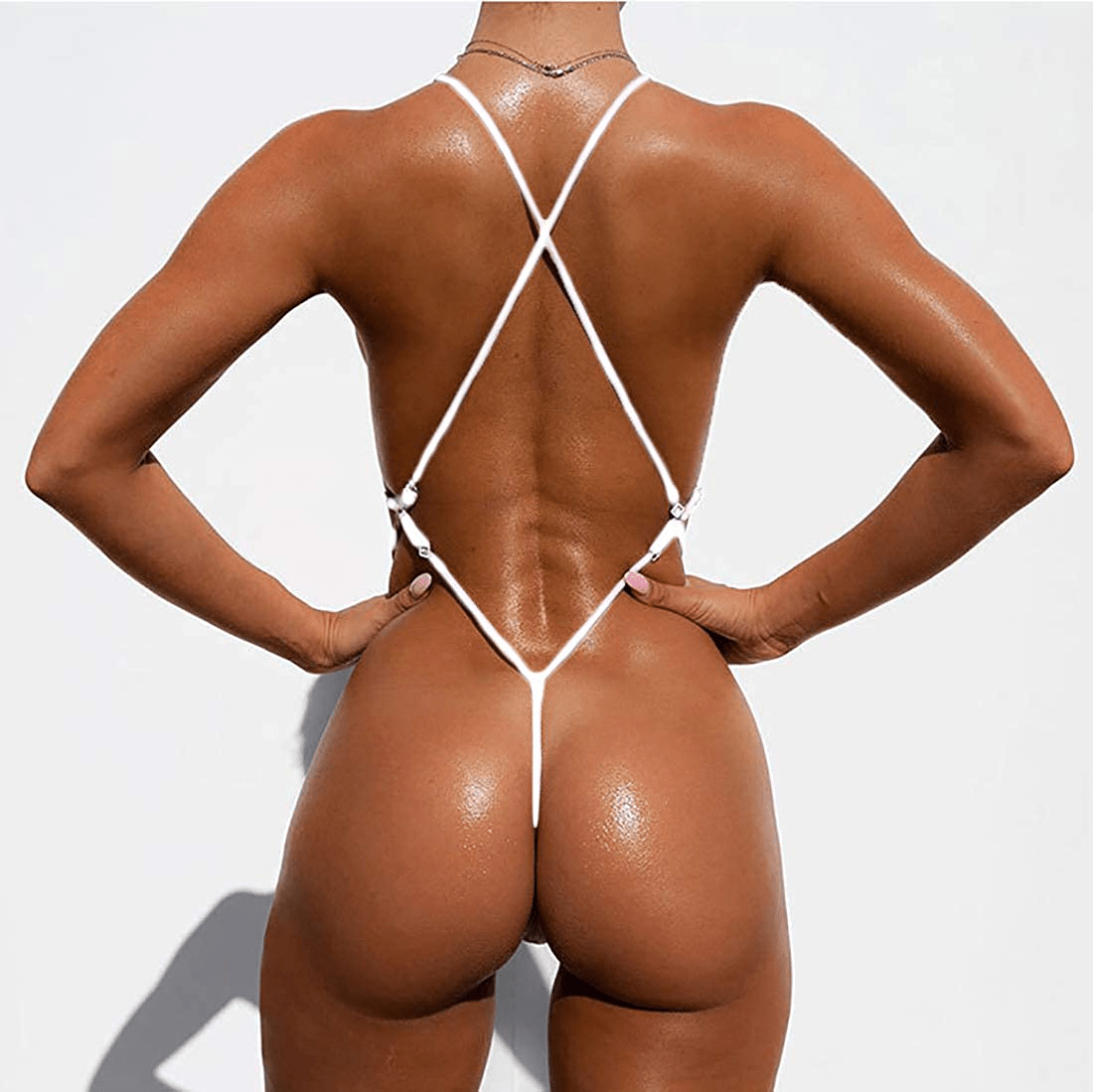YIMISAN Women'S Sexy One Piece Sling Bikini High Cut Cheeky Swimsuit Thong Bathing Suits Apparel & Accessories > Clothing > Swimwear Kylie Max   