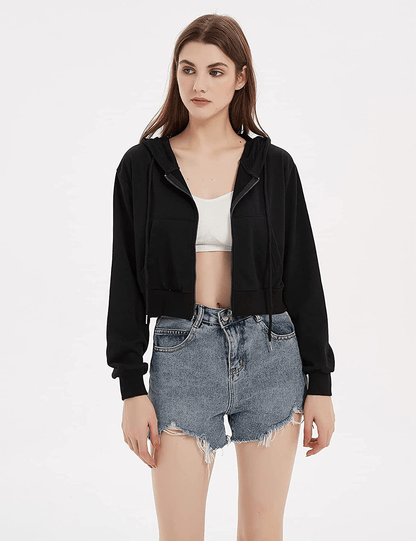 Yimoon Women'S Casual Workout Long Sleeve Crop Tops Zip up Hoodies Sweatshirts Apparel & Accessories > Clothing > Activewear Kylie Max   