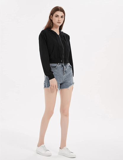 Yimoon Women'S Casual Workout Long Sleeve Crop Tops Zip up Hoodies Sweatshirts Apparel & Accessories > Clothing > Activewear Kylie Max   