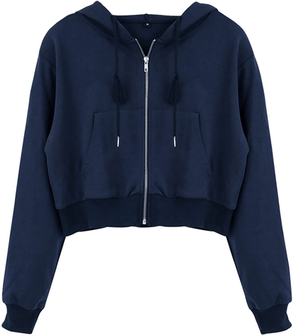 Yimoon Women'S Casual Workout Long Sleeve Crop Tops Zip up Hoodies Sweatshirts Apparel & Accessories > Clothing > Activewear Kylie Max   