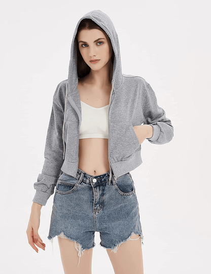 Yimoon Women'S Casual Workout Long Sleeve Crop Tops Zip up Hoodies Sweatshirts Apparel & Accessories > Clothing > Activewear Kylie Max   