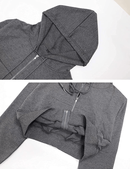 Yimoon Women'S Casual Workout Long Sleeve Crop Tops Zip up Hoodies Sweatshirts Apparel & Accessories > Clothing > Activewear Kylie Max   