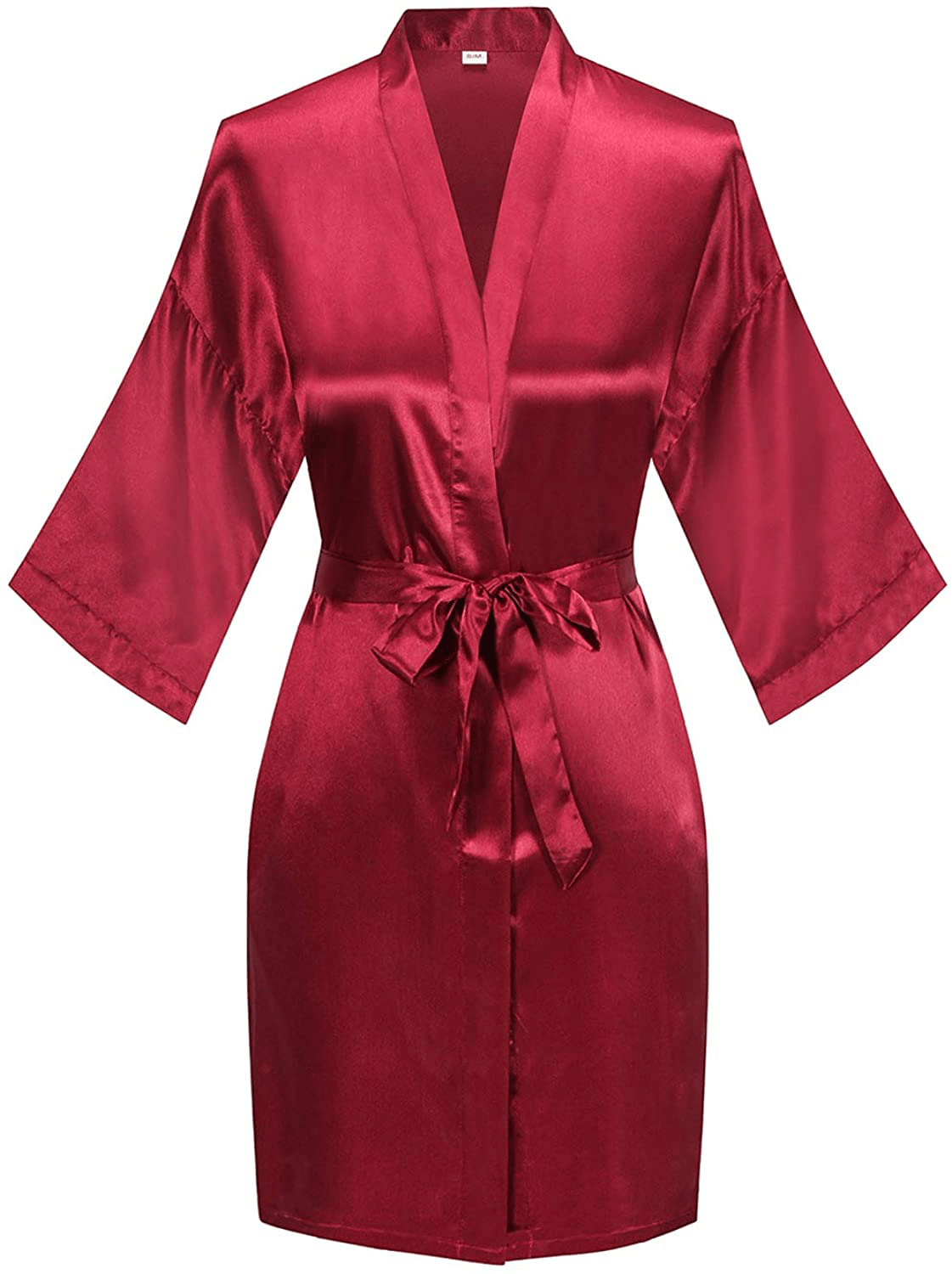 YINGER Womens Satin Kimono Robe V Neck Bridesmaid Bathrobe Wedding Party Loungewear Short XS-XXL Apparel & Accessories > Clothing > Sleepwear & Loungewear > Robes BeingYoung Wine Red Large-X-Large 