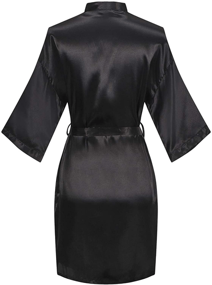 YINGER Womens Satin Kimono Robe V Neck Bridesmaid Bathrobe Wedding Party Loungewear Short XS-XXL Apparel & Accessories > Clothing > Sleepwear & Loungewear > Robes BeingYoung   