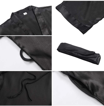 YINGER Womens Satin Kimono Robe V Neck Bridesmaid Bathrobe Wedding Party Loungewear Short XS-XXL Apparel & Accessories > Clothing > Sleepwear & Loungewear > Robes BeingYoung   