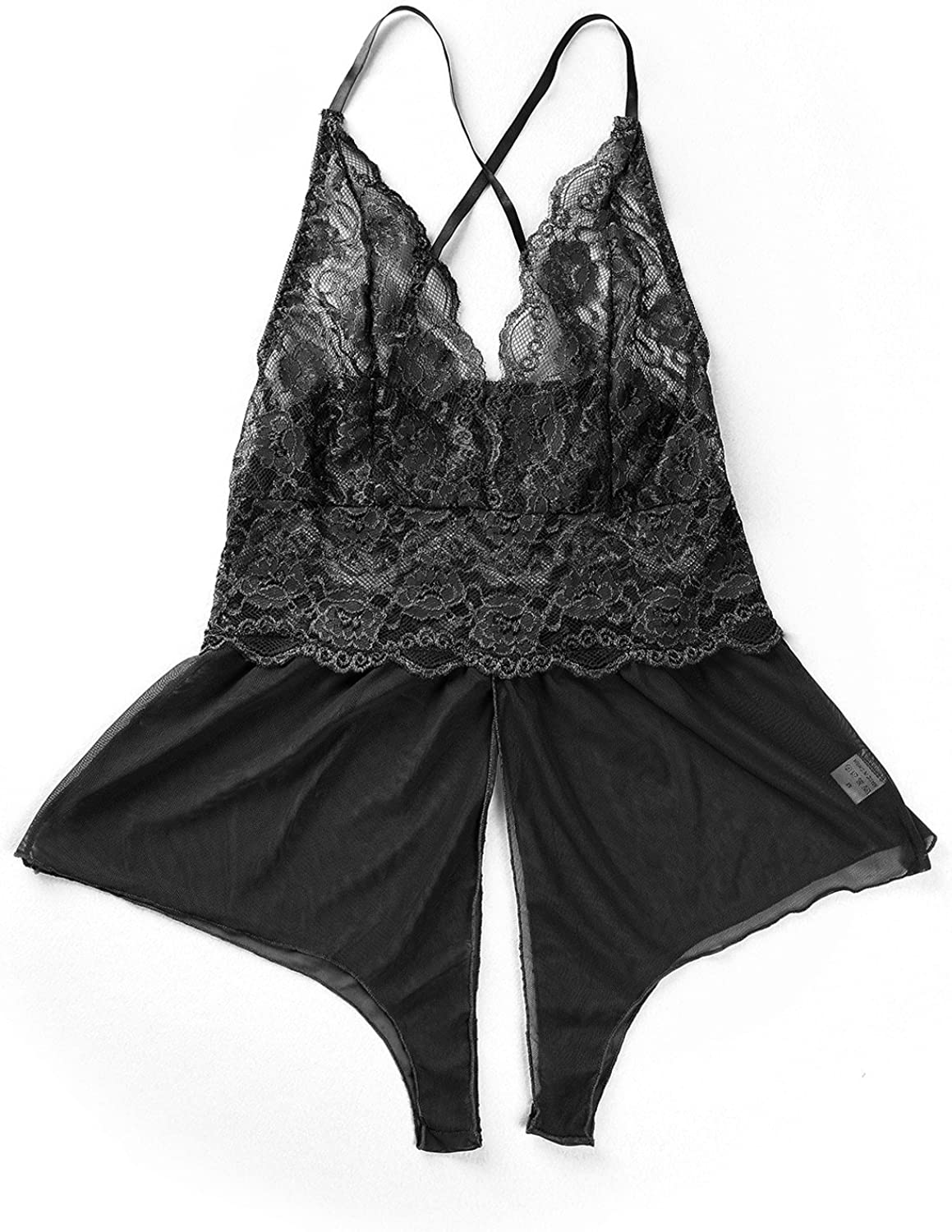 Yinggeli Womens plus Size Lingerie V Neck Lace Sexy Babydoll Sleepwear S-3XL Apparel & Accessories > Clothing > Underwear & Socks > Lingerie Kylie Max   