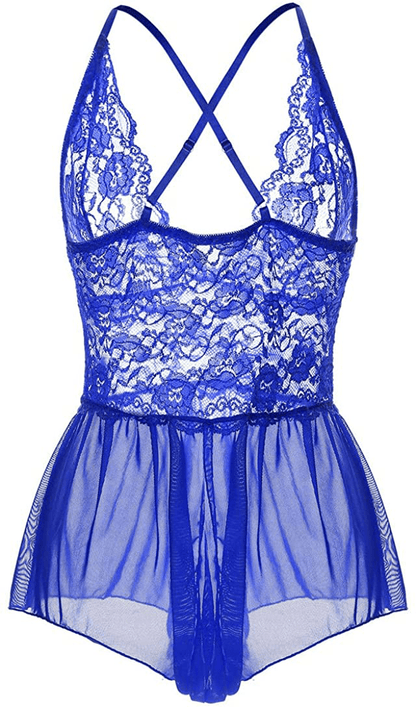 Yinggeli Womens plus Size Lingerie V Neck Lace Sexy Babydoll Sleepwear S-3XL Apparel & Accessories > Clothing > Underwear & Socks > Lingerie Kylie Max   