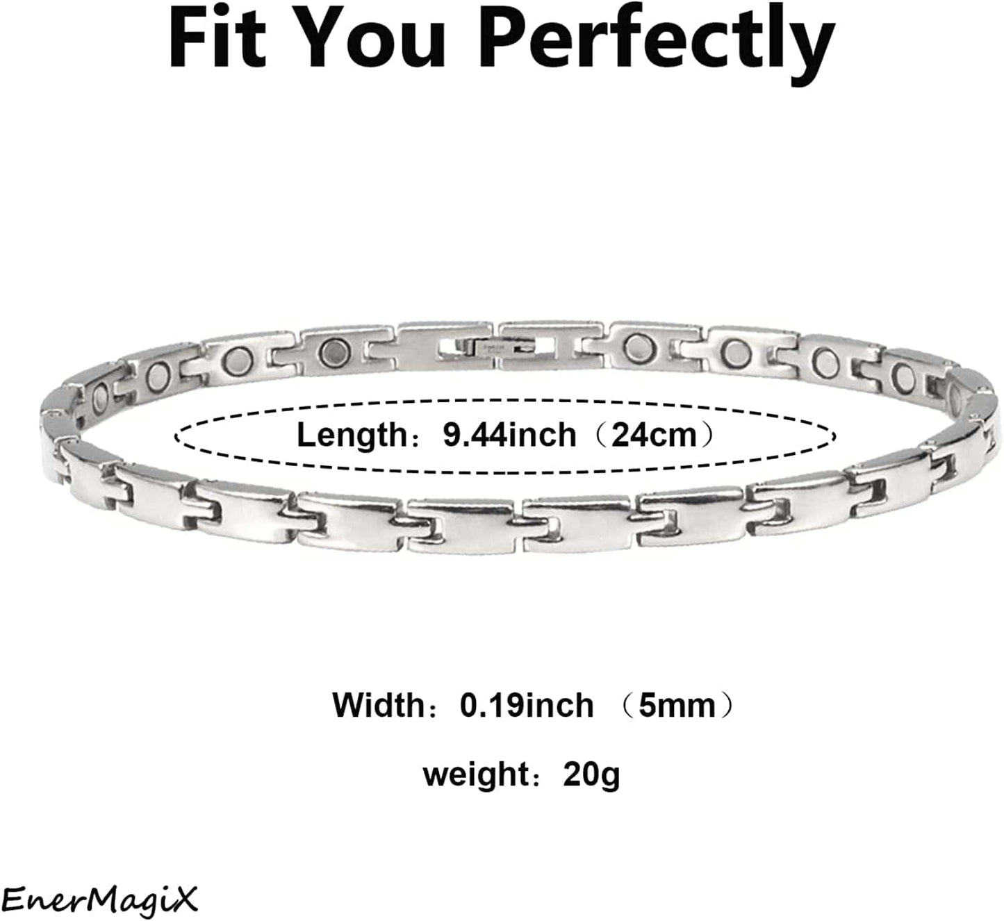YINOX Ladies Anklet Simple Design Magnetic Stainless Steel Anklet for Ladies Girl Mom 24CM/5MM Apparel & Accessories > Jewelry > Anklets YINOX   