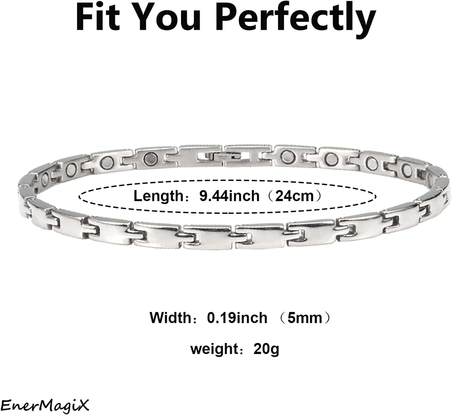YINOX Ladies Anklet Simple Design Magnetic Stainless Steel Anklet for Ladies Girl Mom 24CM/5MM Apparel & Accessories > Jewelry > Anklets YINOX   
