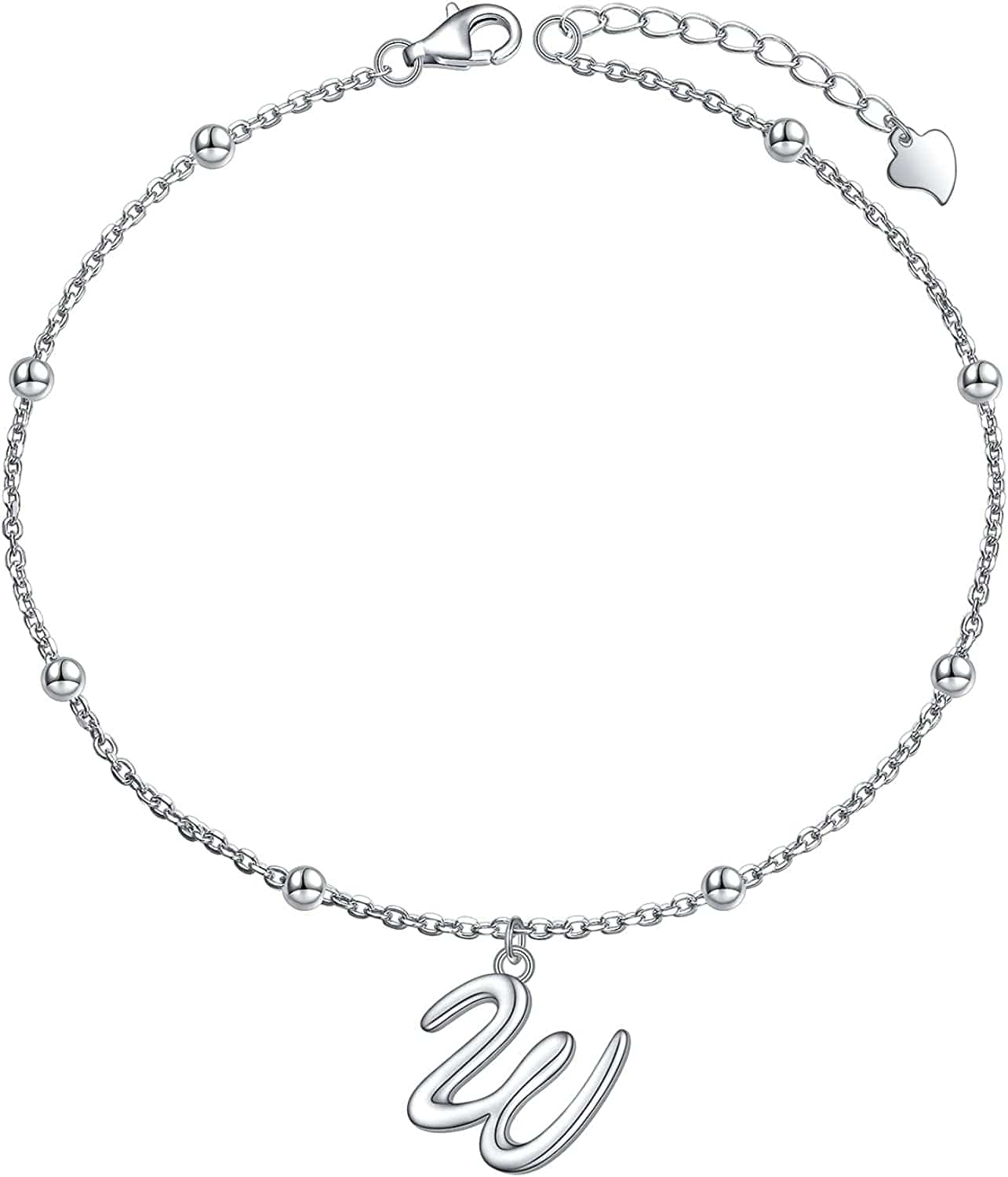 Yinshan S925 Sterling Silver Initial Ankle Bracelets for Women, Dainty Layered Beaded Letter Anklet with Initials Cute Summer Anklets Alphabet Ankle Bracelets for Women Teen Girls Apparel & Accessories > Jewelry > Anklets YinShan W  