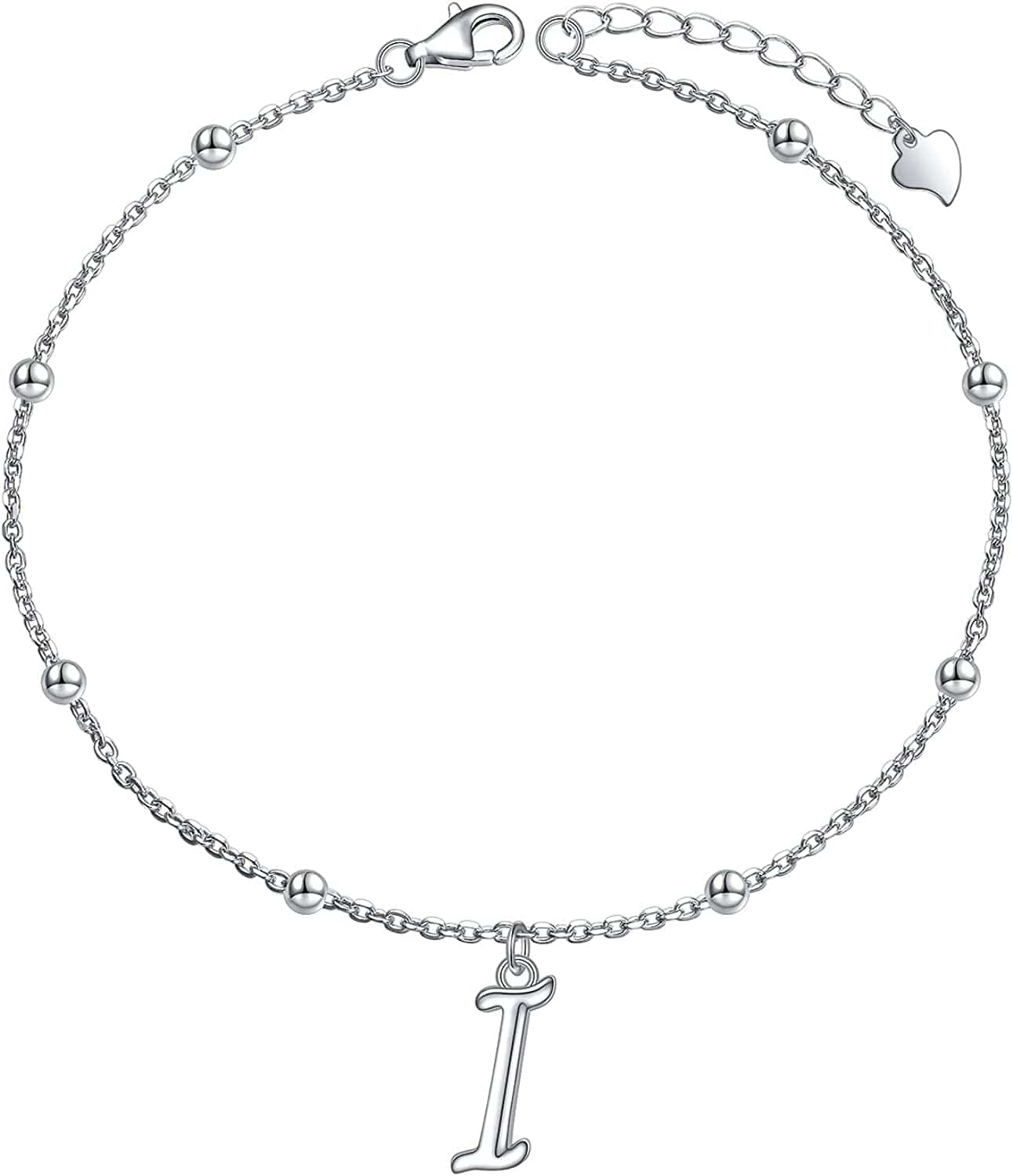 Yinshan S925 Sterling Silver Initial Ankle Bracelets for Women, Dainty Layered Beaded Letter Anklet with Initials Cute Summer Anklets Alphabet Ankle Bracelets for Women Teen Girls Apparel & Accessories > Jewelry > Anklets YinShan I  