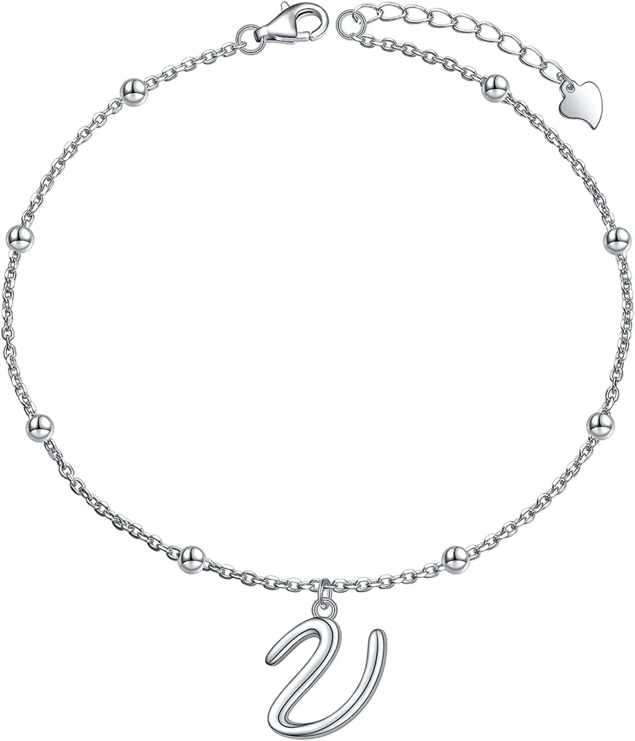 Yinshan S925 Sterling Silver Initial Ankle Bracelets for Women, Dainty Layered Beaded Letter Anklet with Initials Cute Summer Anklets Alphabet Ankle Bracelets for Women Teen Girls Apparel & Accessories > Jewelry > Anklets YinShan V  