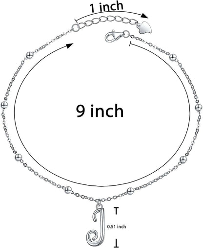 Yinshan S925 Sterling Silver Initial Ankle Bracelets for Women, Dainty Layered Beaded Letter Anklet with Initials Cute Summer Anklets Alphabet Ankle Bracelets for Women Teen Girls Apparel & Accessories > Jewelry > Anklets YinShan   