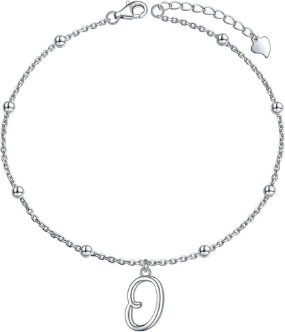 Yinshan S925 Sterling Silver Initial Ankle Bracelets for Women, Dainty Layered Beaded Letter Anklet with Initials Cute Summer Anklets Alphabet Ankle Bracelets for Women Teen Girls Apparel & Accessories > Jewelry > Anklets YinShan O  