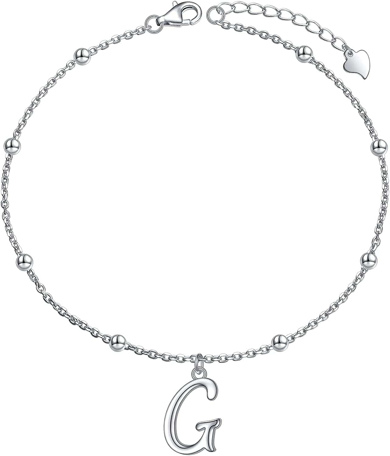Yinshan S925 Sterling Silver Initial Ankle Bracelets for Women, Dainty Layered Beaded Letter Anklet with Initials Cute Summer Anklets Alphabet Ankle Bracelets for Women Teen Girls Apparel & Accessories > Jewelry > Anklets YinShan G  