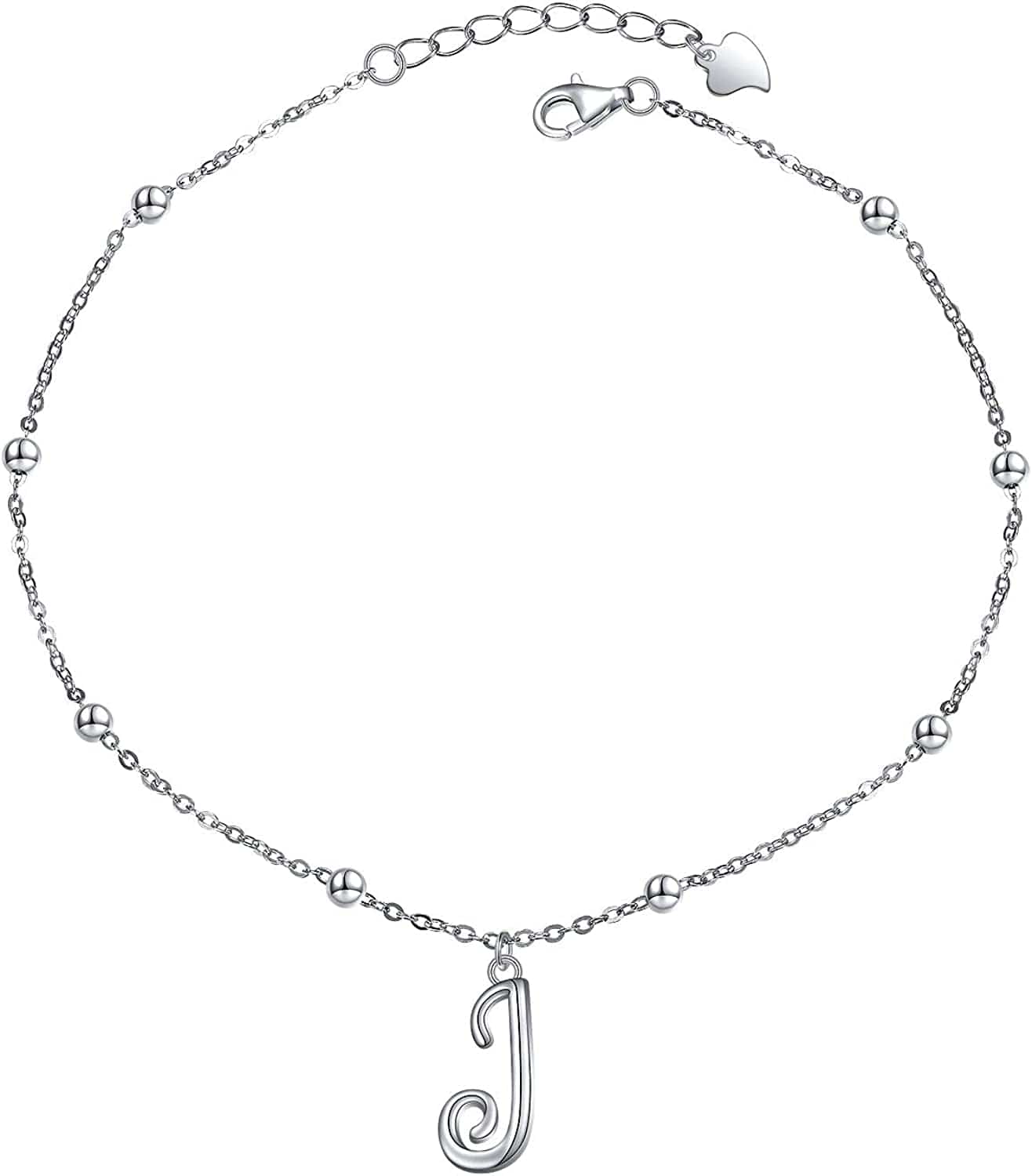 Yinshan S925 Sterling Silver Initial Ankle Bracelets for Women, Dainty Layered Beaded Letter Anklet with Initials Cute Summer Anklets Alphabet Ankle Bracelets for Women Teen Girls Apparel & Accessories > Jewelry > Anklets YinShan J  