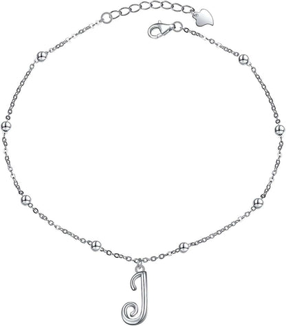 Yinshan S925 Sterling Silver Initial Ankle Bracelets for Women, Dainty Layered Beaded Letter Anklet with Initials Cute Summer Anklets Alphabet Ankle Bracelets for Women Teen Girls Apparel & Accessories > Jewelry > Anklets YinShan J  