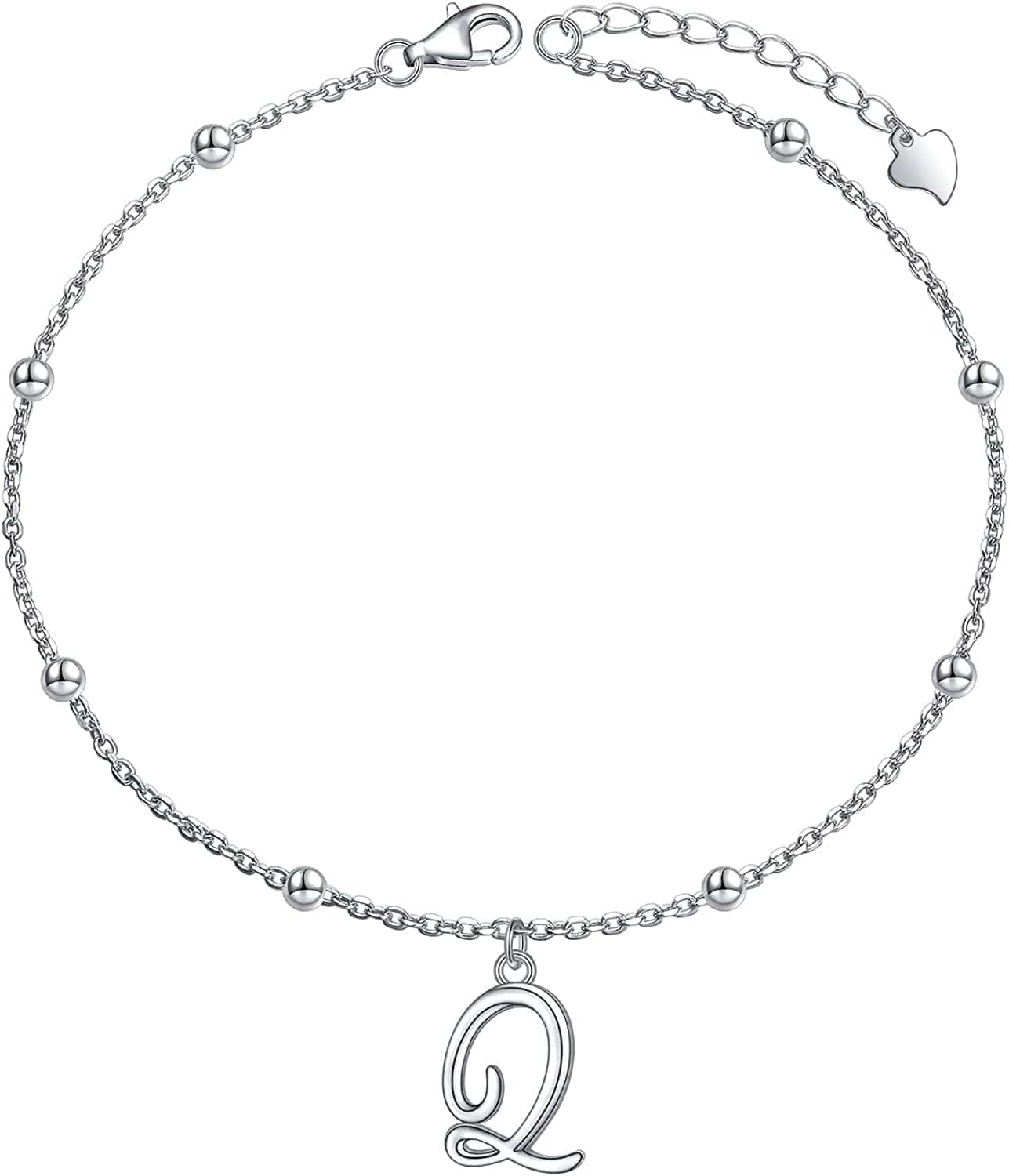 Yinshan S925 Sterling Silver Initial Ankle Bracelets for Women, Dainty Layered Beaded Letter Anklet with Initials Cute Summer Anklets Alphabet Ankle Bracelets for Women Teen Girls Apparel & Accessories > Jewelry > Anklets YinShan Q  