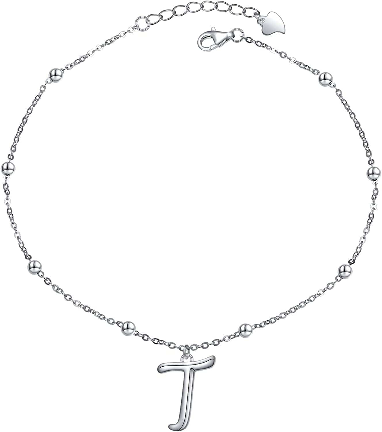 Yinshan S925 Sterling Silver Initial Ankle Bracelets for Women, Dainty Layered Beaded Letter Anklet with Initials Cute Summer Anklets Alphabet Ankle Bracelets for Women Teen Girls Apparel & Accessories > Jewelry > Anklets YinShan T  
