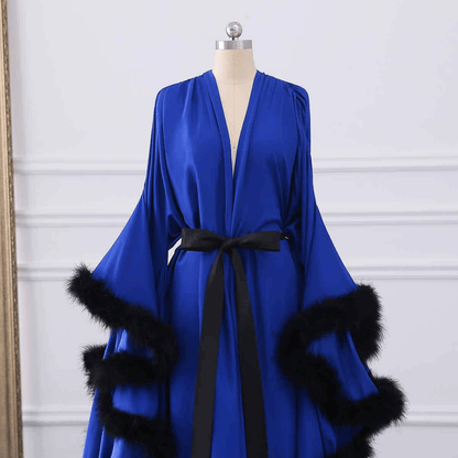 Yinyyinhs Women'S Feather Bridal Robe Wedding Scarf Long Lingerie Robe Nightgown Bathrobe Sleepwear with Belt Apparel & Accessories > Clothing > Sleepwear & Loungewear > Robes yinyyinhs   