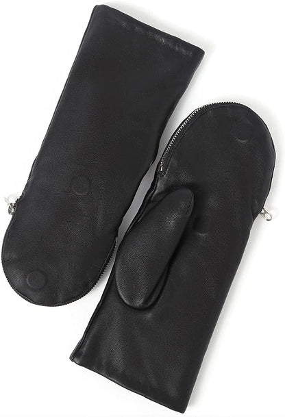 YISEVEN Women'S Winter Genuine Leather Gloves Mittens Apparel & Accessories > Clothing Accessories > Gloves & Mittens Charm Leather Fashion Company Black - Zip Closure 7.5"/L 