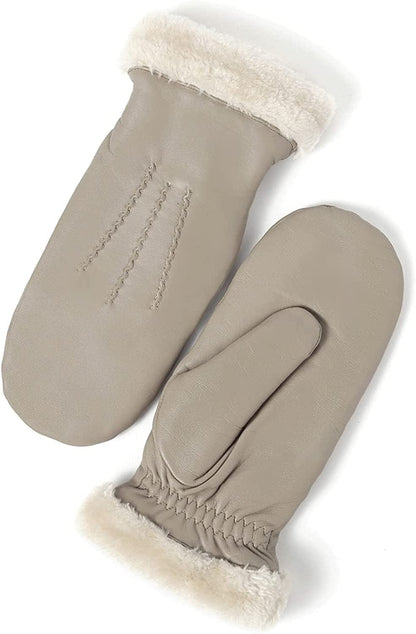 YISEVEN Women'S Winter Genuine Leather Gloves Mittens Apparel & Accessories > Clothing Accessories > Gloves & Mittens Charm Leather Fashion Company Beige - Fur Cuff 8.0"/XL 