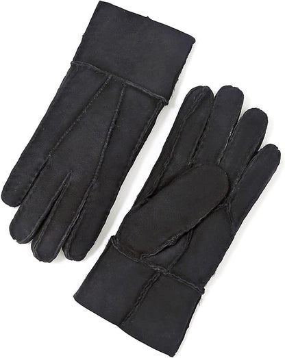 YISEVEN Women'S Winter Sheepskin Shearling Leather Gloves Mittens Two Points Apparel & Accessories > Clothing Accessories > Gloves & Mittens Charm Leather Fashion Company Black Suede L (7.5"-8") 