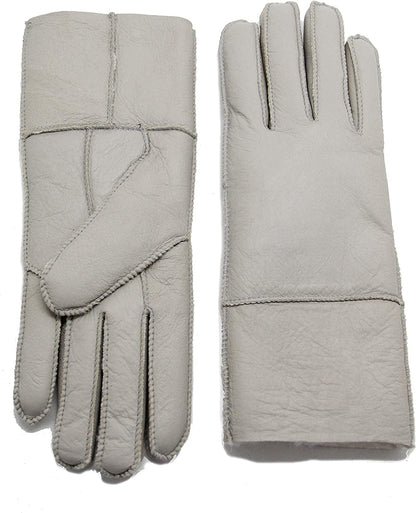 YISEVEN Women'S Winter Sheepskin Shearling Leather Gloves Mittens Two Points Apparel & Accessories > Clothing Accessories > Gloves & Mittens Charm Leather Fashion Company Ivory - Flat Design M/L (7"-7.5") 